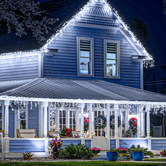 98FT 1216 LED Icicle Lights for Outside, 8 Modes 228 Drops, Cool White | Icicle