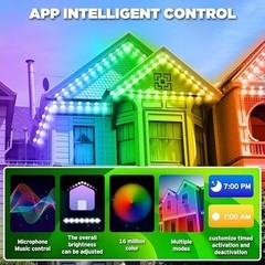 300Ft Permanent Outdoor Lights for House, App & Remote Control, RGB Smart Eaves.