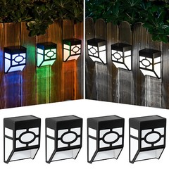 4Pack LED Solar Fence Light Outdoor Garden Deck Wall Decor Lamp 8 Lighting Color