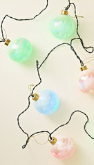 ANTHROPOLOGIE SET 5 HUGE PEARL GLASS BALL BULB LED STRING LIGHTS GARLAND 13’