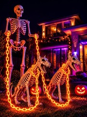 Battery Halloween Chain Lights, 10 FT 160 LED Orange Light-Up Plastic Timer