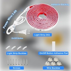 Under Cabinet Strip Lighting 24in Ultra Bright 6000K Cool White 110V-120V Wired