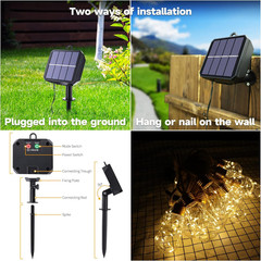 Solar Outdoor String Lights, 20Ft Vintage Rope Hemp Solar Patio Lights, Waterpro