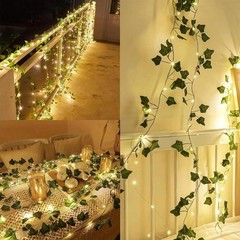 Artificial Ivy Vine Garland String Lights Green Leaf Fairy Hanging Wall Decor