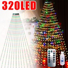 Christmas Tree Waterfall String Lights 6.56FT x 16 Lines 320 LED USB Xmas Lights