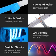 32.8ft RGBIC COB LED Strip Light Addressable WS2811 12V 24V LED Strip 720LEDS/M