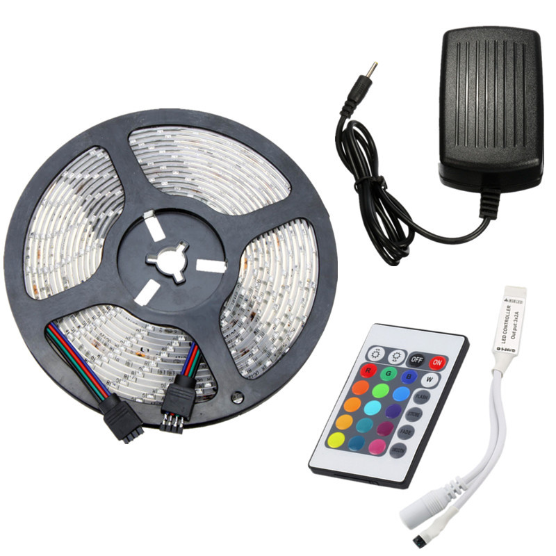 2835 RGB light waterproof 300LED 5/10M+2A/3A power+24key infrared controller