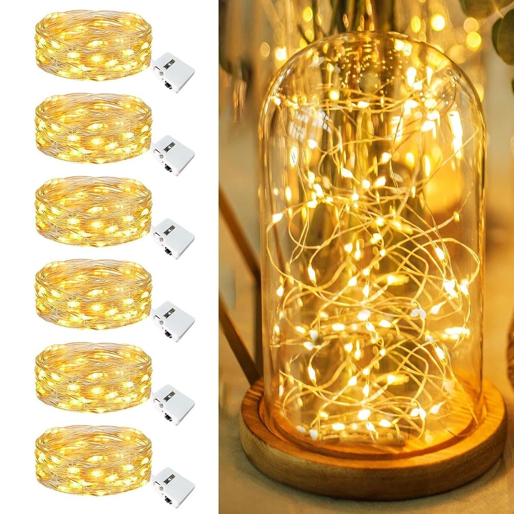 Warm White 7ft 6 Pack Battery Operated Led Fairy Lights 3 Modes Bulk Home