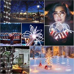 Solar RGB Rope Lights Outdoor Waterproof LED PVC Tube Fairy String Garden Decor