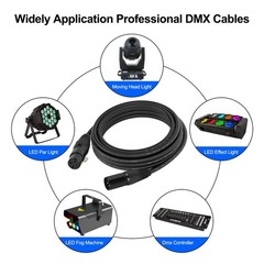 25ft DMX Cable, 4 Pack 7.62m DMX Light Cables DMX Wires, 3-Pin XLR Male to Fe…