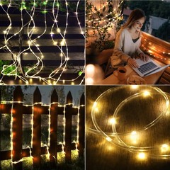 50/100LED Solar String Tube Light Outdoor Garden Tree Fairy Rope Wire Decor Lamp
