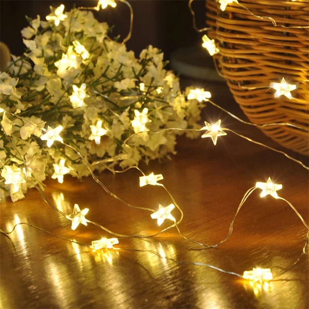 5m STARS Fairy Lights for Bedroom String USB Powered Adapter Party