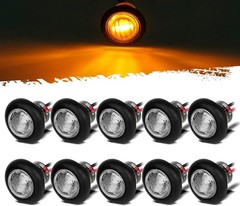 10 Pcs 3/4 Inch Amber Round LED Lights, DOT Certified Turn Signal/Running/Cle…