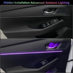 Acrylic Interior Car Ambient Lighting, Interior RGB LED Strip Kit with Music Syn