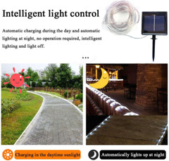 Solar Rope Lights Outdoor Tube Fairy String Lights Waterproof Garden Patio Decor