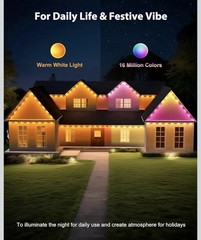 Tropwellhouse Permanent Outdoor Lights for House, 200 Ft RGB Smart LED