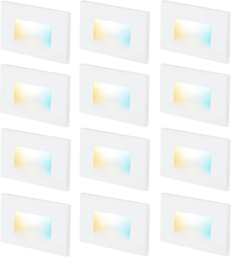 12 PACK, CLOUDY BAY 3 Color 120V Dimmable LED Indoor Outdoor Step Light