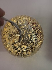 Gerson Mercury Glass Ball Ornament Mirrored Gold Corded Light 5″H Christmas