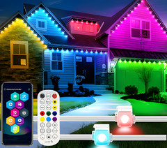 100FT Permanent OutdoorRGB LED Lights APP/Remote Control IP65 Waterproof Vibrant