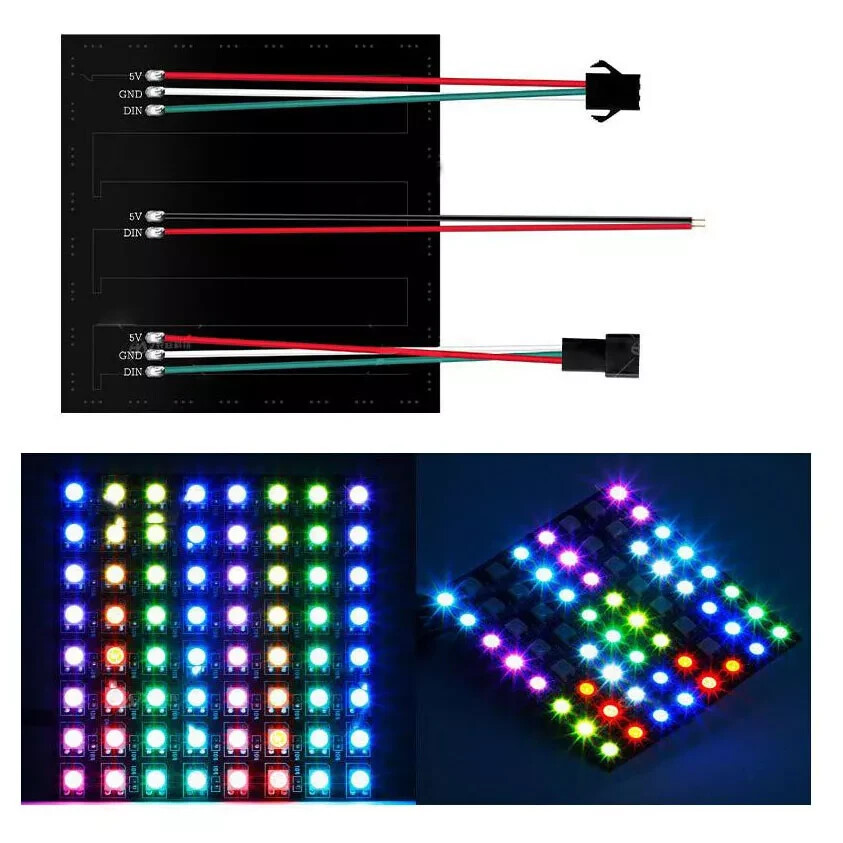 DC5V WS2812B 5050 RGB Flexible LED Panel Matrix Display Screen Addressable Light