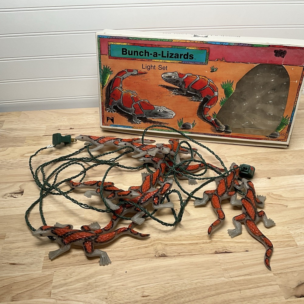 VTG 10pc Primal Lite Bunch A Lizards String Light Plastic Molded Covers 4″ Works