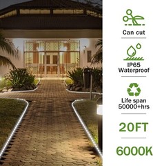 300’ Cool LED Daylight ONE-PIECE String Light, 8 mode INTERTEK 5015236, OUTDOOR