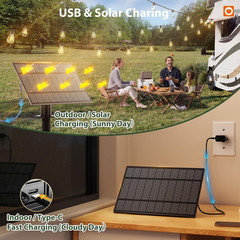 102FT(96FT+6) Solar String Lights Outdoor Waterproof with USB Port & Remote Cont