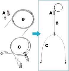 4 Pack Light Suspension Kit, 3.2 Ft Adjustable Grow Light Hanger Wire, Steel Ce