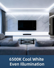 20Ft LED Strip Lights with Remote, 6500K Daylight White Dimmable Tape Lights, 12