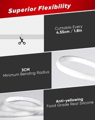 Shine Decor COB LED Rope Light AC 120V, 800lm Ultra Bright, IP65 Waterproof C…