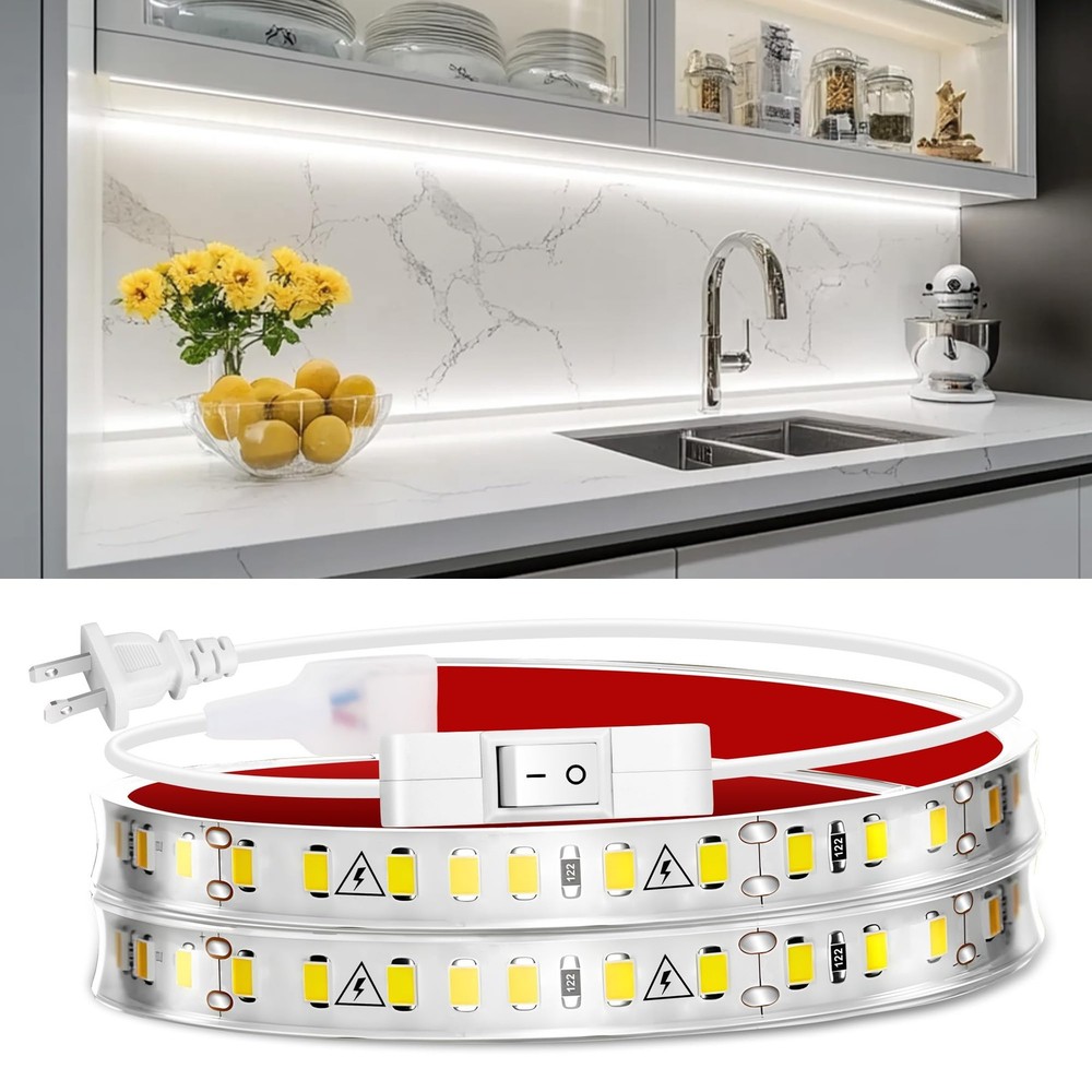 Under Cabinet Strip Lighting 24in Ultra Bright 6000K Cool White 110V-120V Wired