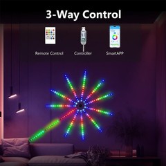 RGB Firework LED Strip Lights, Music Sync with APP Remote Control, USB Powered