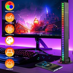 2/4PACK Rechargeable Music Rhythm Voice Light Bar, Sound Activated RGB Light Bar