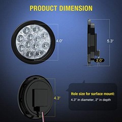 2PCS Round LED Trailer Lights Waterproof Piranha Bright Reverse Backup Lights