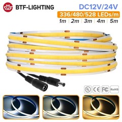 FCOB LED Strip Light 336/480/528 LEDs 12V 24V High Density Dimmable CRI 90