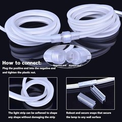 LED Neon Rope Light 33ft Blue AC110V 120V Connectable Flexible Waterproof Strip