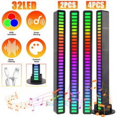 2/4PACK Rechargeable Music Rhythm Voice Light Bar, Sound Activated RGB Light Bar