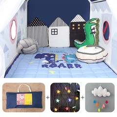 Kids Tents Indoor Playhouses Boys 9.9Ft Star String Lights Blue Tent for Upgr…