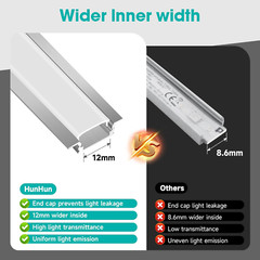 10-Pack 6.6Ft/2Meter Silver Recessed LED Aluminum Channel for LED Strip Lights D