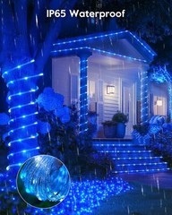 Solar Rope Lights Outdoor Waterproof LED PVC Tube Blue Fairy String Light Garden