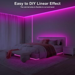 32.8 Ft Pink COB LED Strip Lights RF Remote Dimmable Bright Adhesive Indoor