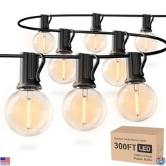 300ft Outdoor String Lights, 3 Pack G40 LED Globe Lights, Waterproof,