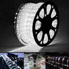 🔥 50 FT Cool White Thick LED Rope Light Accent Indoor Outdoor Waterproof Rope