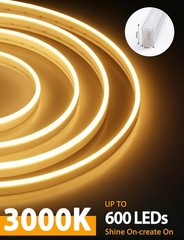 Flexible LED Neon Rope Lights, 12V Warm White 16.4ft for Bedroom Decoration