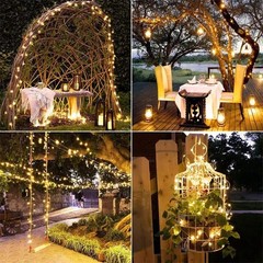 Solar Fairy Lights Outdoor, 2Pack 200 66FT White Twinkle Solar String Lights,…