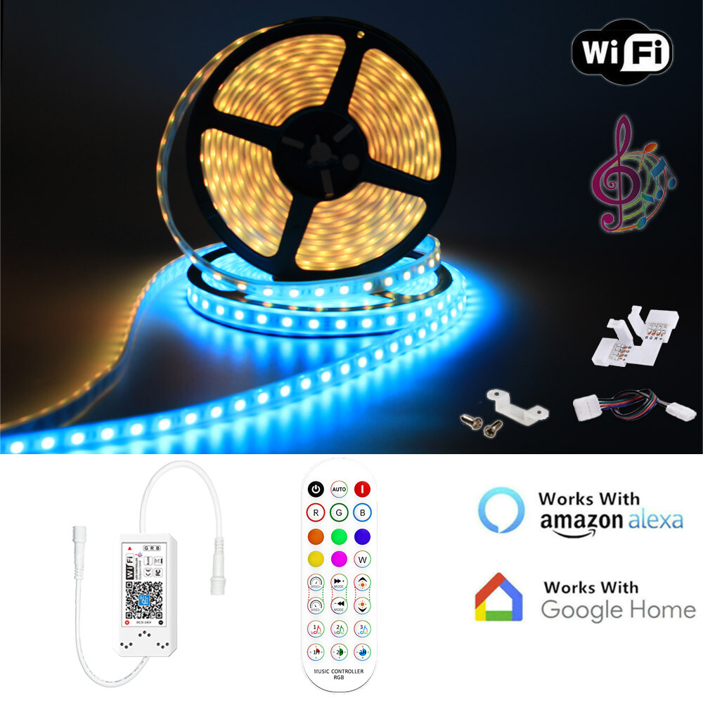 Off Car/Boat 12V Battery 1~40M Waterproof RGB LED Strip Light WiFi Music Sync