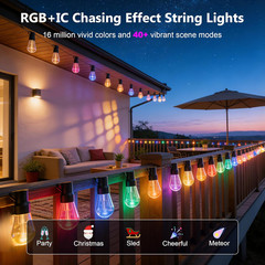 Outdoor String Lights, 150FT RGB+IC outside Light Dimmable Shatterproof LED Bulb