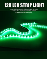12V LED Light Strip for Cars – 24 Inch Waterproof Connectable – 4 Pack, RGB Ligh