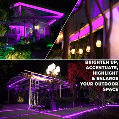 Purple LED Outdoor Waterproof Rope Light, Exterior Lighting, 10′ 25′ 50′ 100’ft