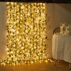 Artificial Green Leaf Garland String Lights LED Ivy Vine Fairy Light Wedding Dec